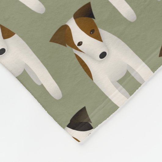 Couverture Polaire Jack Russell Terriers motif sage monogrammé (Coin)