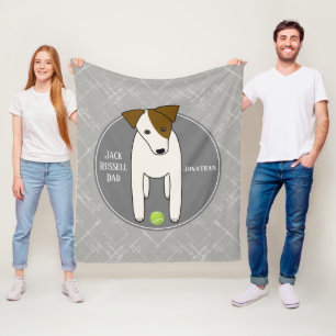 Couverture Polaire Jack Russell w balle de tennis chien père gris bla