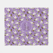Couverture Polaire Jack Russells avec balles de tennis lilac monogram (Devant (Horizontal))