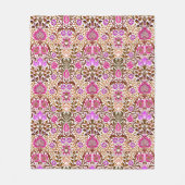 Couverture Polaire Jacobean Floral Damask, rose, violet et Brown (Devant)