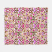Couverture Polaire Jacobean Floral Damask, rose, violet et Brown (Devant (Horizontal))