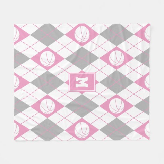 Couverture Polaire Jacquard à thème de basket blanc gris rose (Devant (Horizontal))