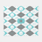 Couverture Polaire Jacquard à thème de basket blanc gris turquoise (Devant (Horizontal))