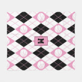 Couverture Polaire Jacquard à thème de basket rose noir (Devant (Horizontal))