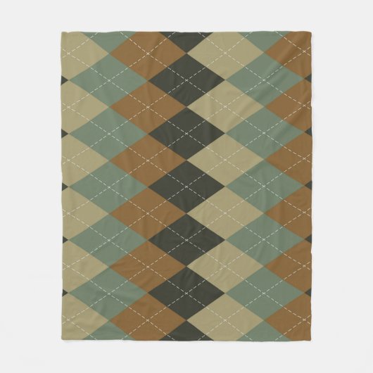 Couverture Polaire Jacquard Automne : Brown-vert Rhombus Chic (Devant)