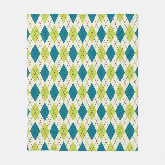 Couverture Polaire Jacquard bleu et vert (Devant)
