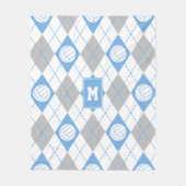 Couverture Polaire Jacquard gris clair motif avec volley-ball (Devant)