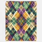 Couverture Polaire Jacquard Mardi Gras jaune violet vert (Devant)