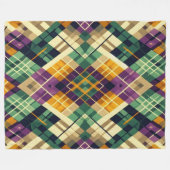 Couverture Polaire Jacquard Mardi Gras jaune violet vert (Devant (Horizontal))