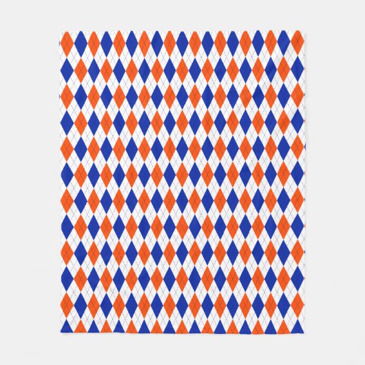 Couverture Polaire Jacquard orange et bleu diamant (Devant)