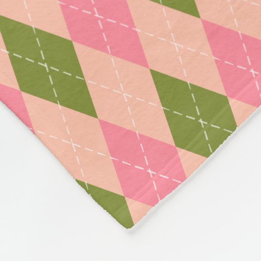 Couverture Polaire Jacquard Preppy classique en rose et vert (Coin)