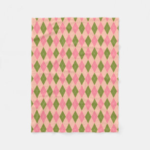 Couverture Polaire Jacquard Preppy classique en rose et vert