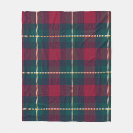 Couverture Polaire Jacquard Tartan rouge et motif vert (Devant)