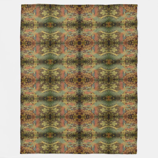 Couverture Polaire Jacquard victorien à feuilles de paon et d'avoine  (Devant)
