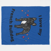 COUVERTURE POLAIRE J'ADORE MON BULLDOG FLEECE FRANÇAIS BLANKET! (Devant (Horizontal))