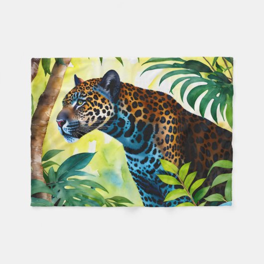 Couverture Polaire Jaguar Forêt Botanique Jungle (Devant (Horizontal))
