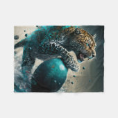 Couverture Polaire Jaguar turquoise et football (Devant (Horizontal))