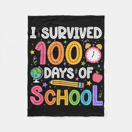 Couverture Polaire J'Ai Survécu À 100 Jours D'Enseignants Étudiants 1 (Devant)