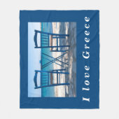 Couverture Polaire J'aime Grèce taverna photo bleu et blanc (Devant)