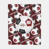 Couverture Polaire J'aime le texte de football motif maroon noir (Devant)