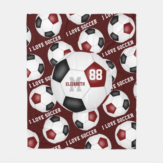 Couverture Polaire J'aime le texte de football motif maroon noir (Devant)