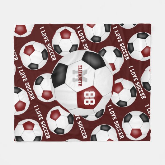 Couverture Polaire J'aime le texte de football motif maroon noir (Devant (Horizontal))