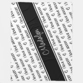 Couverture Polaire J'aime le texte de football motif noir blanc N'imp (Devant)