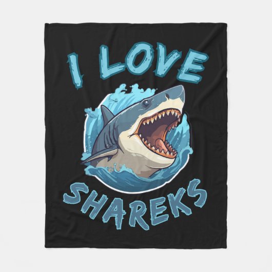 Couverture Polaire J'aime les requins Fisher (Devant)