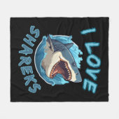 Couverture Polaire J'aime les requins Fisher (Devant (Horizontal))