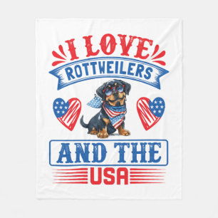 Couverture Polaire J'aime les Rottweilers et les USA