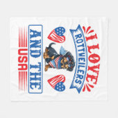 Couverture Polaire J'aime les Rottweilers et les USA (Devant (Horizontal))