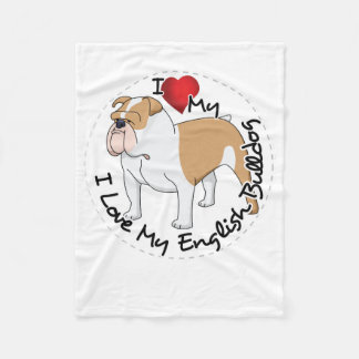 Couverture Polaire J'aime mon chien anglais de bouledogue