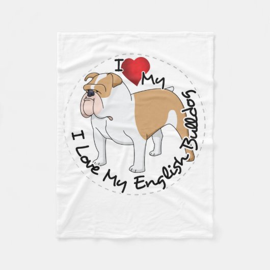 Couverture Polaire J'aime mon chien anglais de bouledogue (Devant)