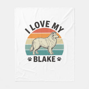 Couverture Polaire J'aime mon chien Blake rétro gravure design_1