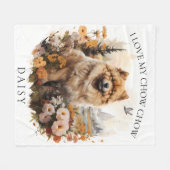 Couverture Polaire J'Aime Mon Chow Chow Portrait Floral Chien (Devant (Horizontal))