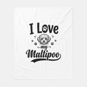 Couverture Polaire J'aime mon design de chien vintage gravure Maltipo