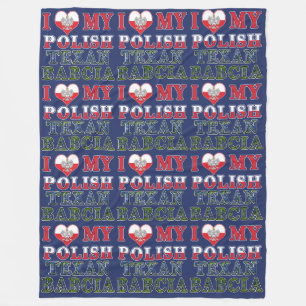 Couverture Polaire J'Aime Mon Texan Polonais Babcia