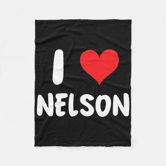 Couverture Polaire J'aime Nelson - Cœur - Nom (Devant)
