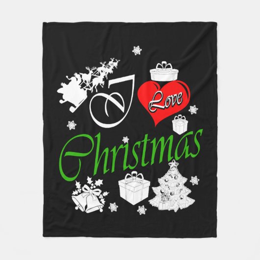 Couverture Polaire J'aime Noël (Devant)