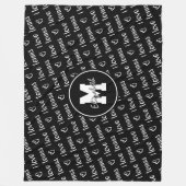 Couverture Polaire J'aime tennis texte coeurs noir blanc TOUTE couleu (Devant)