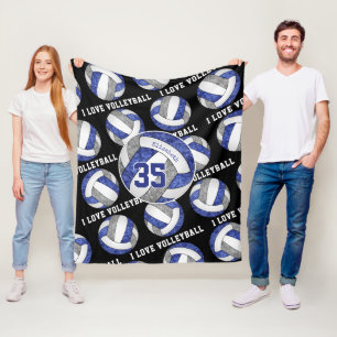 Couverture Polaire J'aime volleyball bleu gris équipe couleurs filles