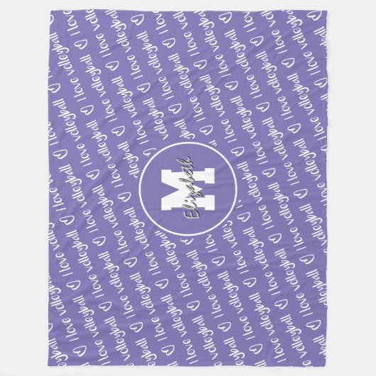 Couverture Polaire J'aime volleyball typographie lilas N'importe quel (Devant)