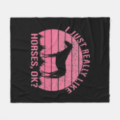 Couverture Polaire J'aime vraiment les chevaux en rose Rose (Devant (Horizontal))