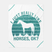 Couverture Polaire J'aime vraiment les chevaux en vert marin (Devant)