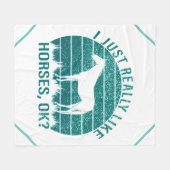 Couverture Polaire J'aime vraiment les chevaux en vert marin (Devant (Horizontal))