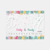 Couverture Polaire Jalon des jumeaux de bébé bleu rose (Devant (Horizontal))