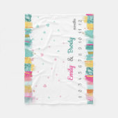 Couverture Polaire Jalon des jumeaux de bébé bleu rose (Devant)