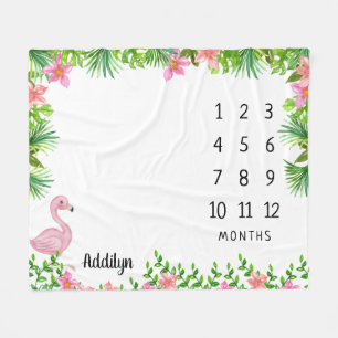 Couverture Polaire Jalon du bébé tropical Flamant rose rose