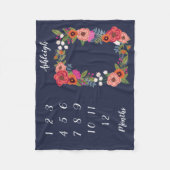 Couverture Polaire Jalon mensuel du bébé des fleurs de saumons (Devant)