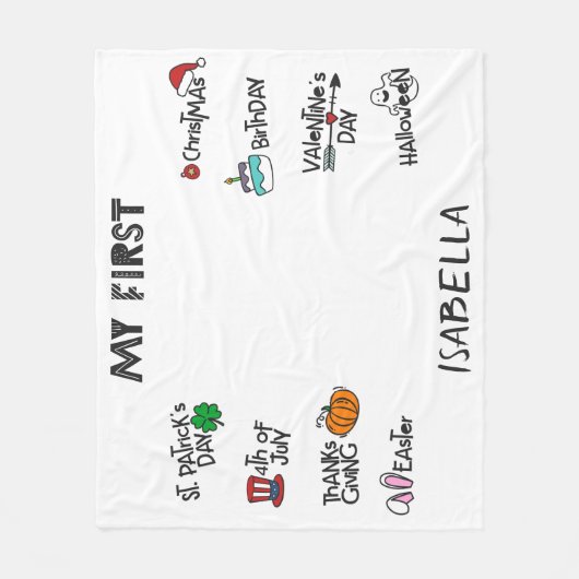 Couverture Polaire Jalon mon premier Vacances moderne mignon bébé (Devant)